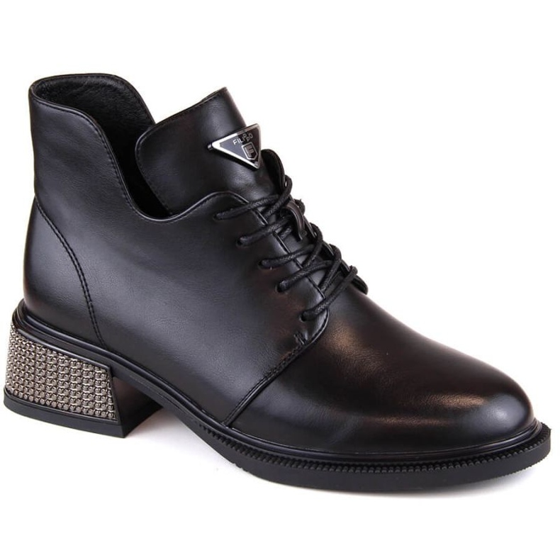 Filippo W PAW496 stivaletti neri isolanti con tacco decorativo nero 1