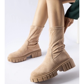 Stivaletti slip-on Montefusco in ecopelle scamosciata beige 1