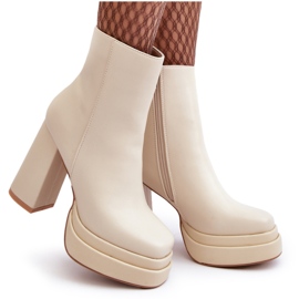 Sweet Shoes Stivaletti da Donna con Tacco Alto e Plateau, Sandstra Beige Chiaro 4