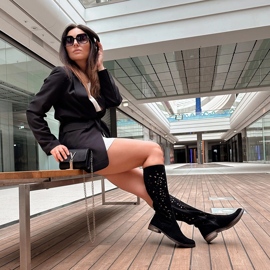 Olivier Stivali traforati da donna Fiori neri nero 4