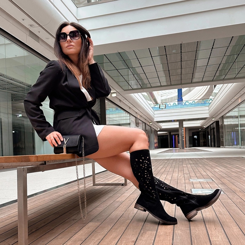 Olivier Stivali traforati da donna Fiori neri nero 4