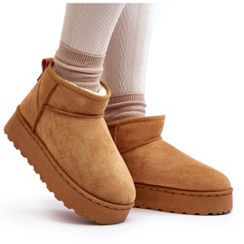 Stivali da neve con plateau da donna isolati con pelliccia Xamella color cammello marrone 4