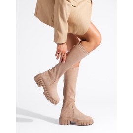 Stivaletti slip-on in pelle scamosciata beige di Shelovet 1