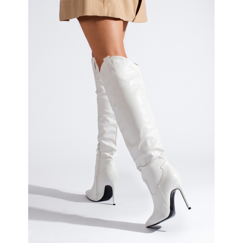 Stivali bianchi con tacco da donna Shelovet bianco 1