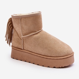 Doposci da donna su plateau massiccio con frange, Beige Lirico 2