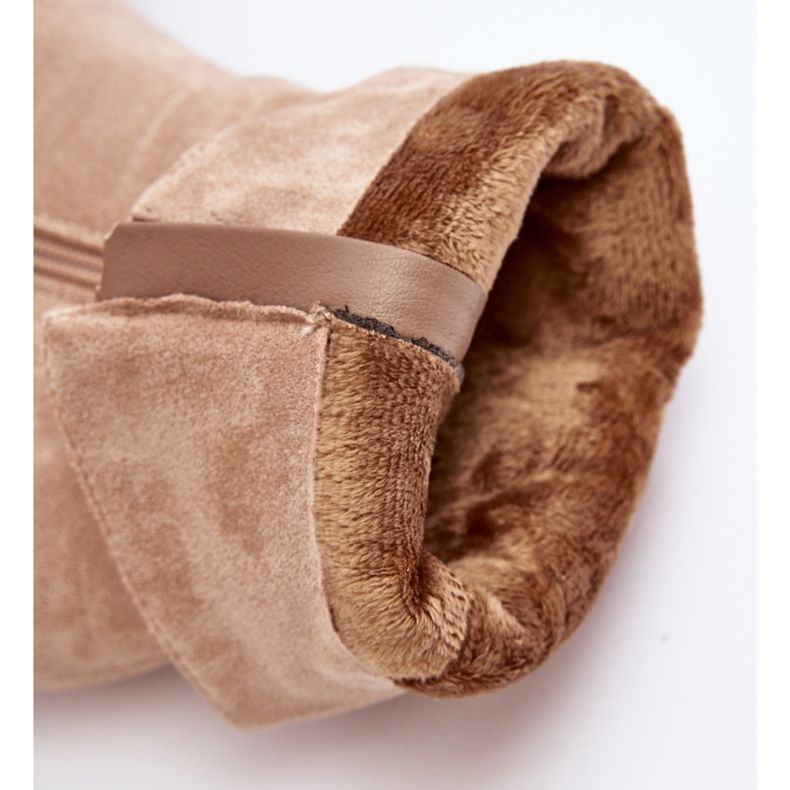 Stivali isolanti da donna Shavy beige con tomaia increspata su tacco alto 1