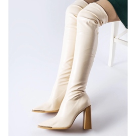 Stivali lunghi beige con tacco alto di Faubourg 1
