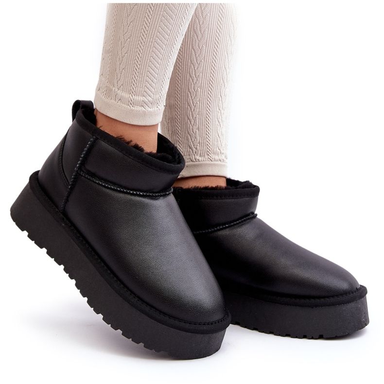 Stivali da neve con plateau da donna in pelle neri Loreley nero 5