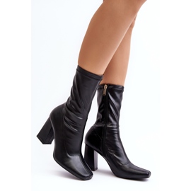 Stivaletti da donna con punta squadrata, Glavina di colore nero 2