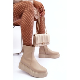 Stivaletti in pelle da donna con plateau Beige Lemar Jenefer 4