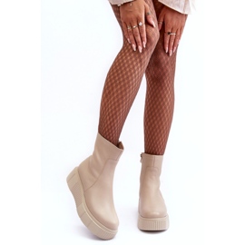 Stivaletti in pelle da donna con plateau Beige Lemar Jenefer 2