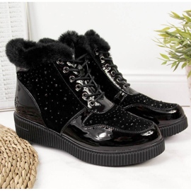 Stivali in pelle isolanti in pelle nera Rieker 93312-00 sulla piattaforma nero 1
