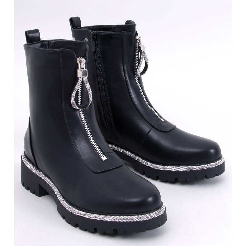Stivaletti Teah neri con zirconi nero 1