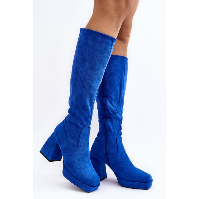 Stivali isolanti da donna con tacco grosso, Layala blu 1