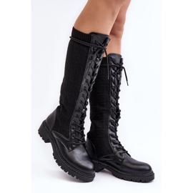Stivali Stringati da Donna Con Tomaia Elastica Virxinia Nero 1
