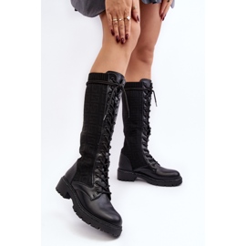 Stivali Stringati da Donna Con Tomaia Elastica Virxinia Nero 2