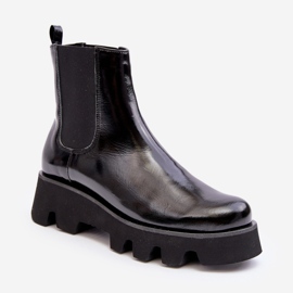 Stivaletti Chelsea in pelle da donna su suola massiccia Laura Messi 2571 neri nero 2