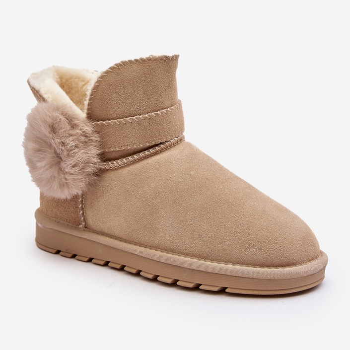 Stivali da neve da donna in pelle scamosciata beige Eraclio con ritagli 1
