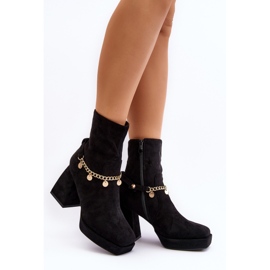 Stivaletti Tacco Alto Da Donna Con Catena Nero Tiselo 2
