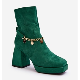 Stivaletti da donna con catena, verde Tiselo 1