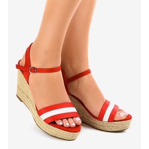 Sandali rossi con zeppa espadrillas 9072 rosso 1
