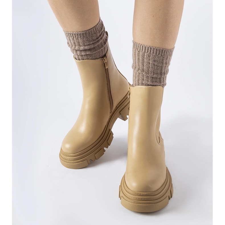 Stivaletti beige con inserto in gomma D'Isola 1