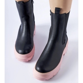 Stivaletti in georgette nera con suola rosa nero 1