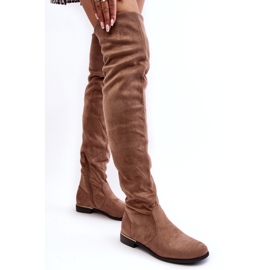 Super Me Stivali piatti sopra il ginocchio da donna Bikka beige 2