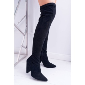 Lu Boo Stivali con Tacco Alto da Donna in Pelle Scamosciata Neri Tamar nero 1