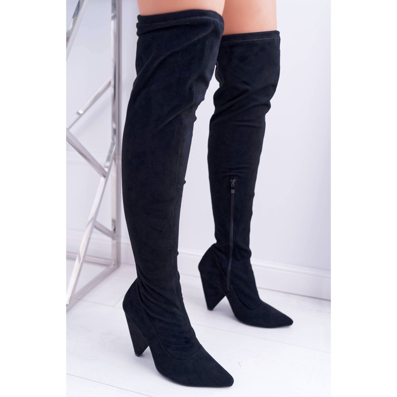 Lu Boo Stivali con Tacco Alto da Donna in Pelle Scamosciata Neri Tamar nero 2