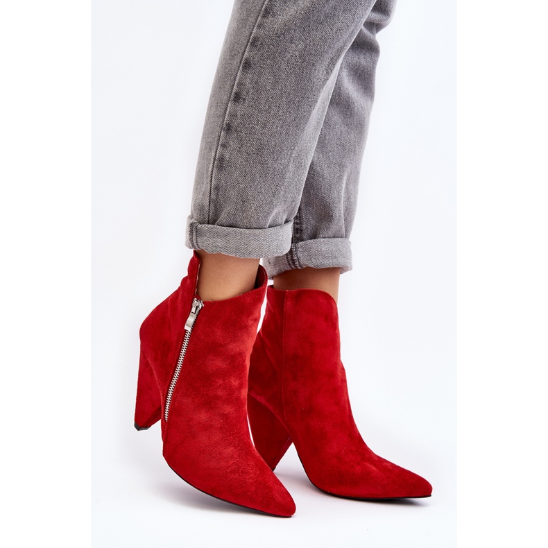 Lu Boo Stivaletti rossi asimmetrici con tacco alto rosso 2
