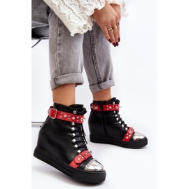 Stivali con zeppa isolanti con strass, ecopelle Lu Boo, nero 2