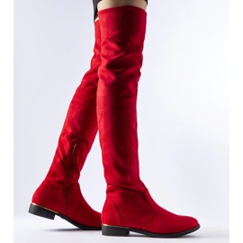 Stivali lunghi Elwira in caldo eco-suede rosso 1