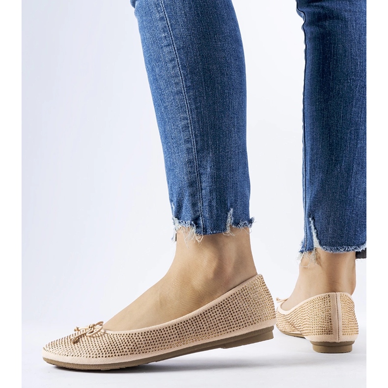 Ballerine beige decorate con zirconi Hulotais 1