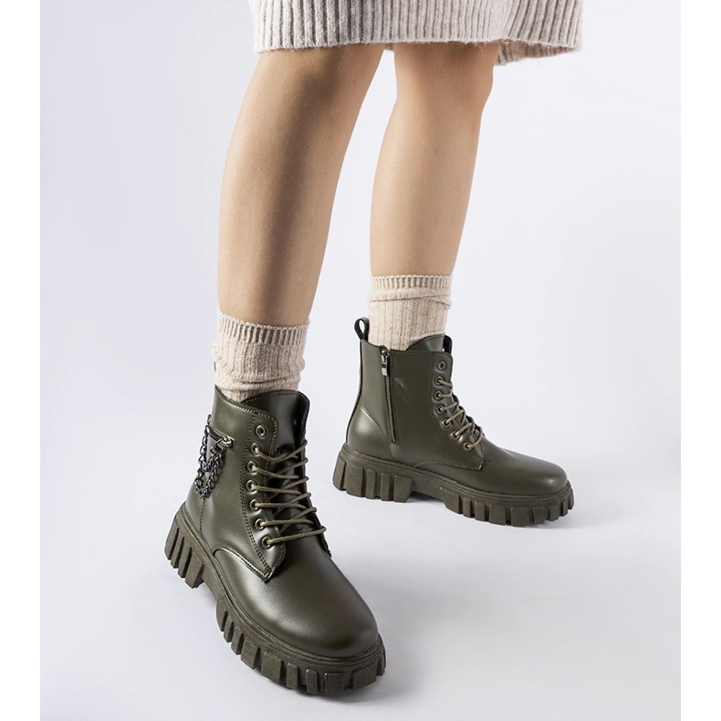 Stivaletti Spadafore verde scuro con taschino 1