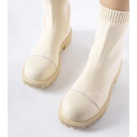 Stivaletti a calzino beige con strass di Vail 1