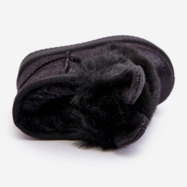 Stivali da neve per bambini neri con pelliccia con sbuffi nero 1