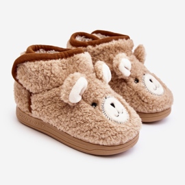 Pantofole isolanti per bambini con orsacchiotto, Eberra beige 1