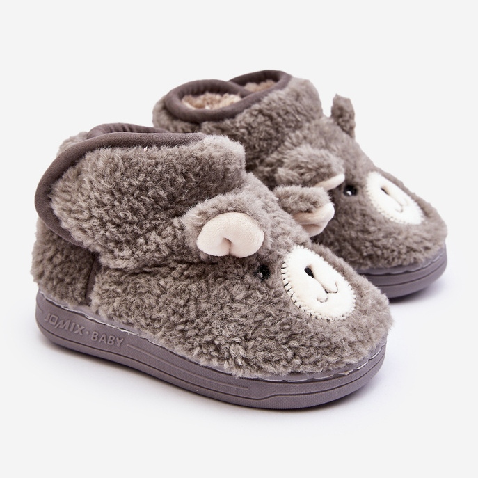 Pantofole isolanti per bambini con orsacchiotto, Eberra grigia grigio 1