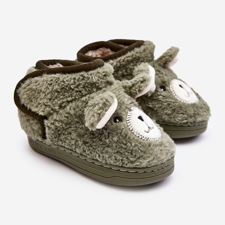 Pantofole isolanti per bambini con orsacchiotto, verde Eberra 1