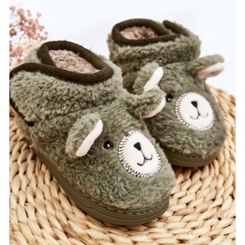Pantofole isolanti per bambini con orsacchiotto, verde Eberra 2