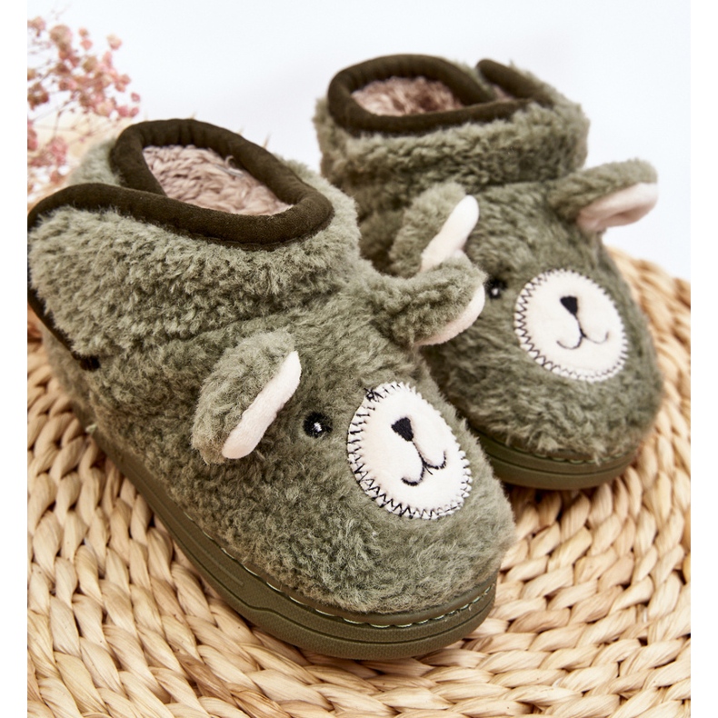 Pantofole isolanti per bambini con orsacchiotto, verde Eberra 2