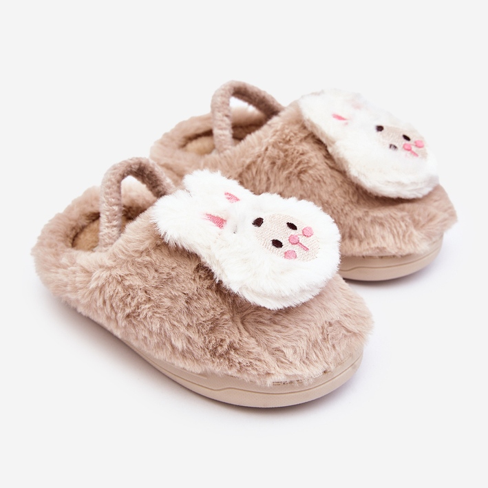 Pantofole coniglietto peloso per bambini Beige Dicera 1