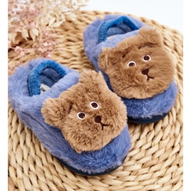 Pantofole in pelliccia per bambini con orsetto di peluche, Dicera blu 2