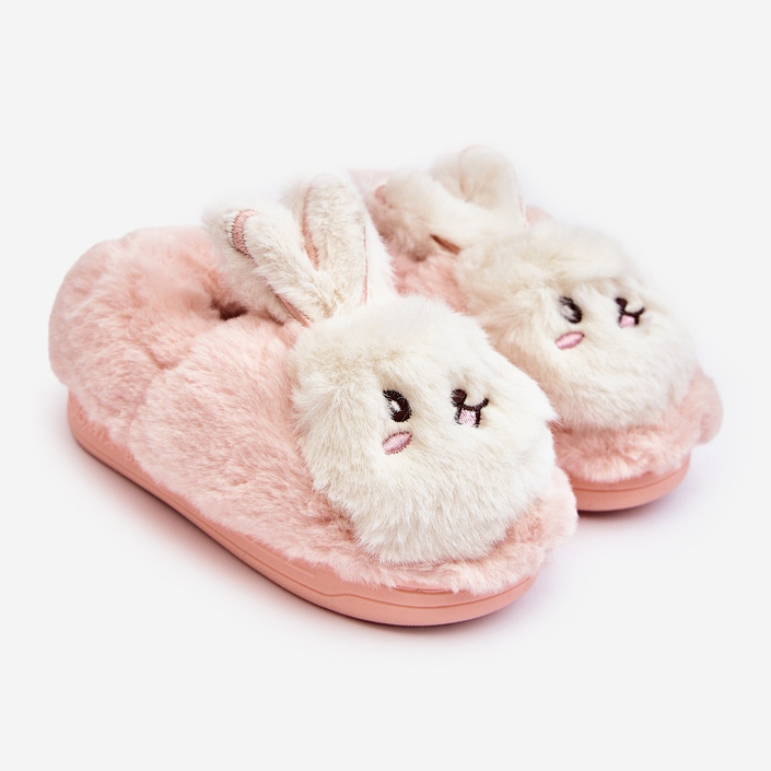 Pantofole pelose per bambini con coniglietto, Apolanie rosa chiaro 1