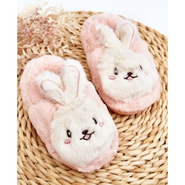Pantofole pelose per bambini con coniglietto, Apolanie rosa chiaro 2