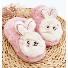 Pantofole pelose per bambini con coniglietto, Apolanie rosa 2