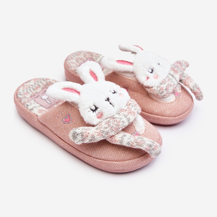 Pantofole coniglietto rosa per bambini con suola spessa, Dasca 1