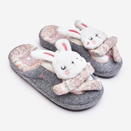 Pantofole da coniglio per bambini con suola spessa Grigie Dasca grigio 1