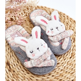 Pantofole da coniglio per bambini con suola spessa Grigie Dasca grigio 2